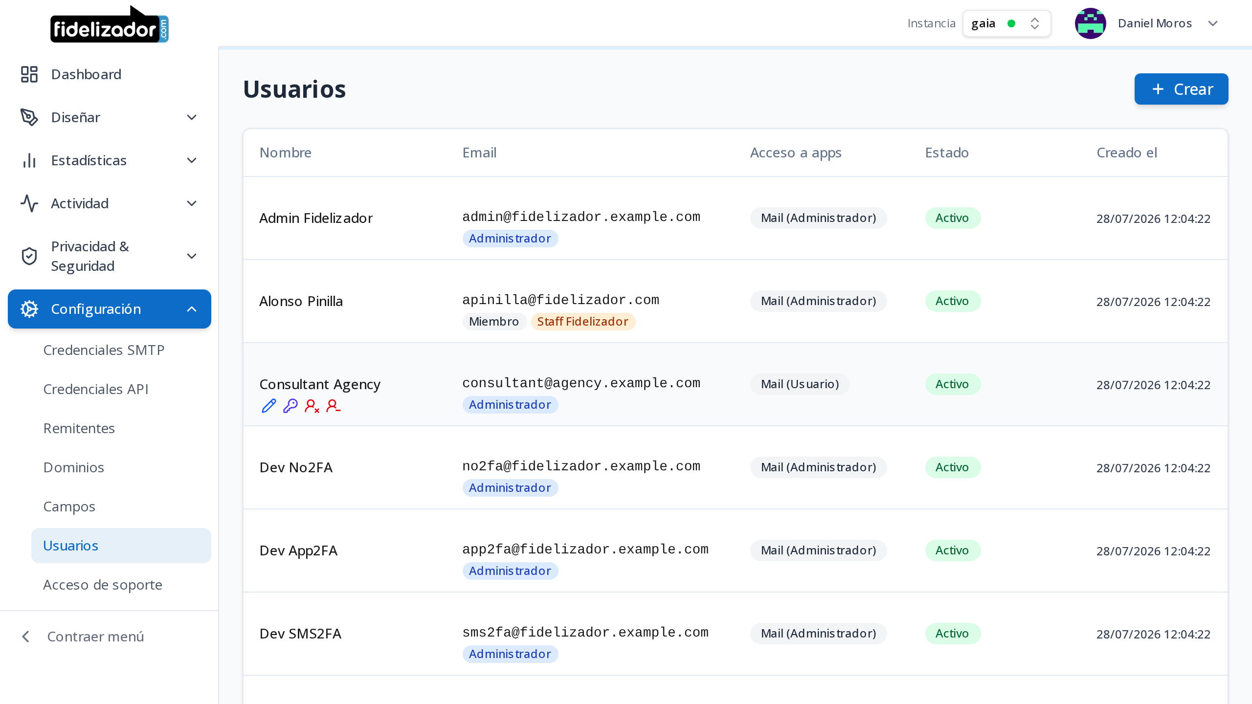 Fidelizador: gestiona los usuarios de tu cuenta