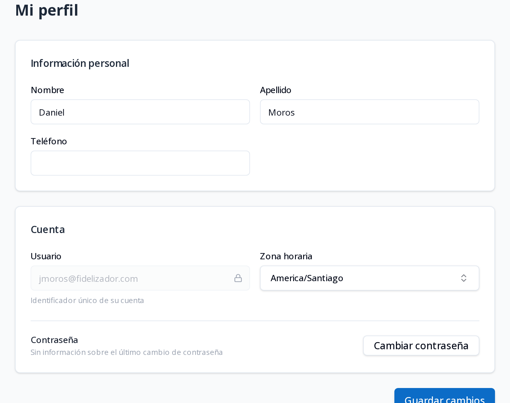 Fidelizador: tu información personal, siempre editable