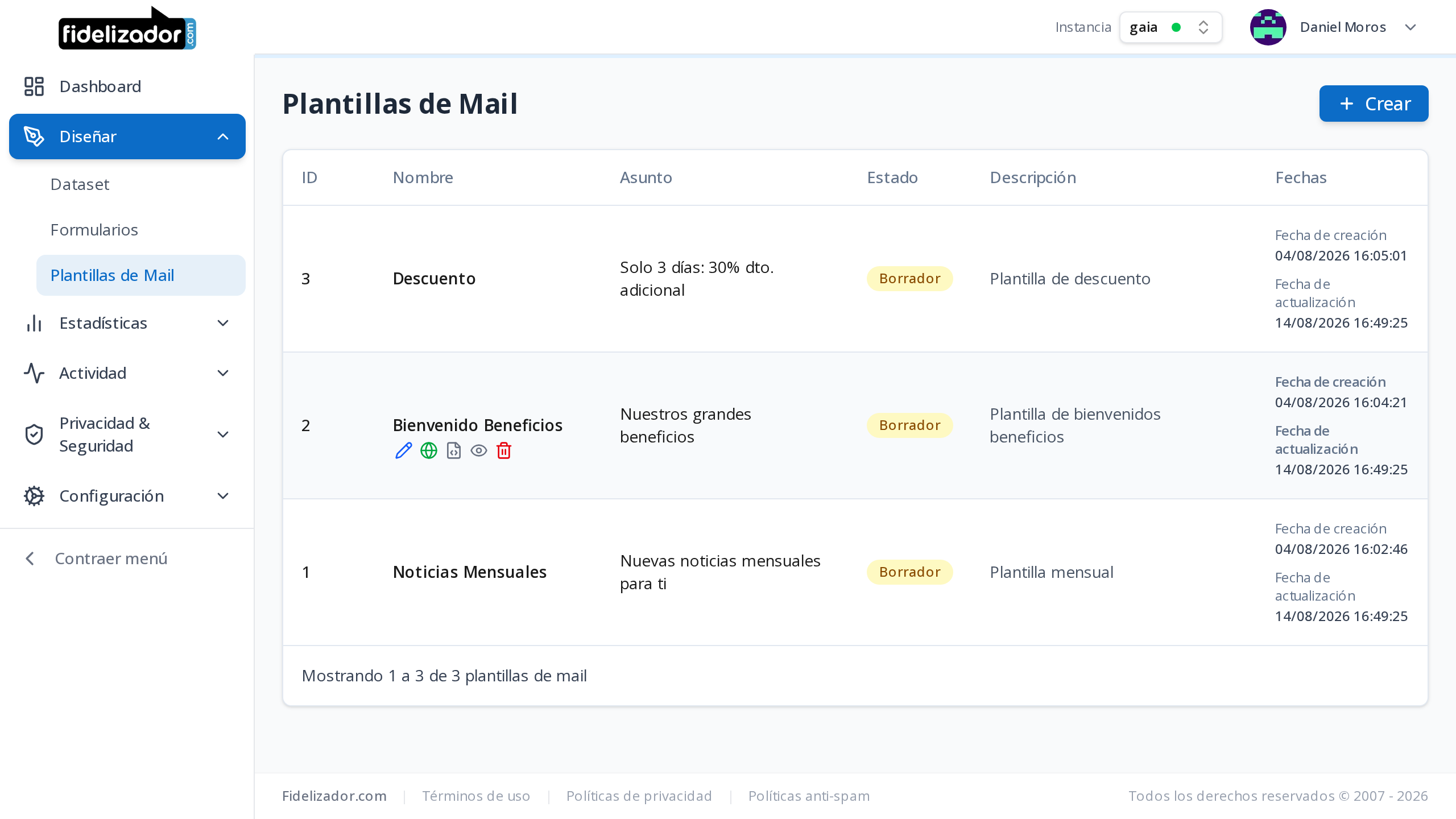 Fidelizador: crea y gestiona tus plantillas de email