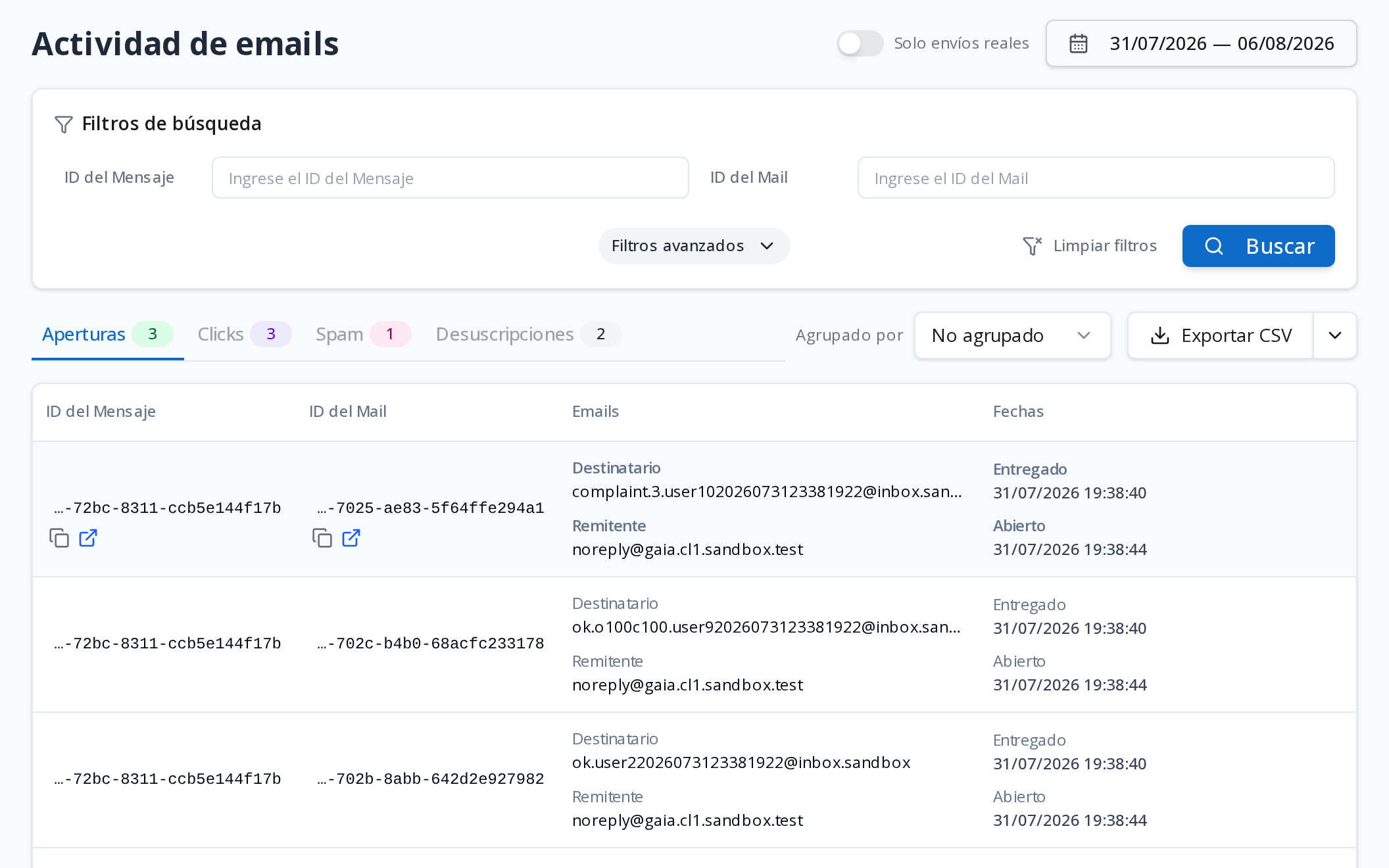 Captura: Agrupar aperturas y clics